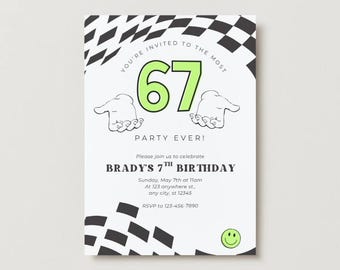 67 Birthday Invitation Template, Gen Z Birthday Invite, Editable Six Seven Invite, Cool 67 Theme Party (Digital Download Template)