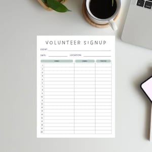 Volunteer Sign-Up Sheet | Printable Form (PDF)