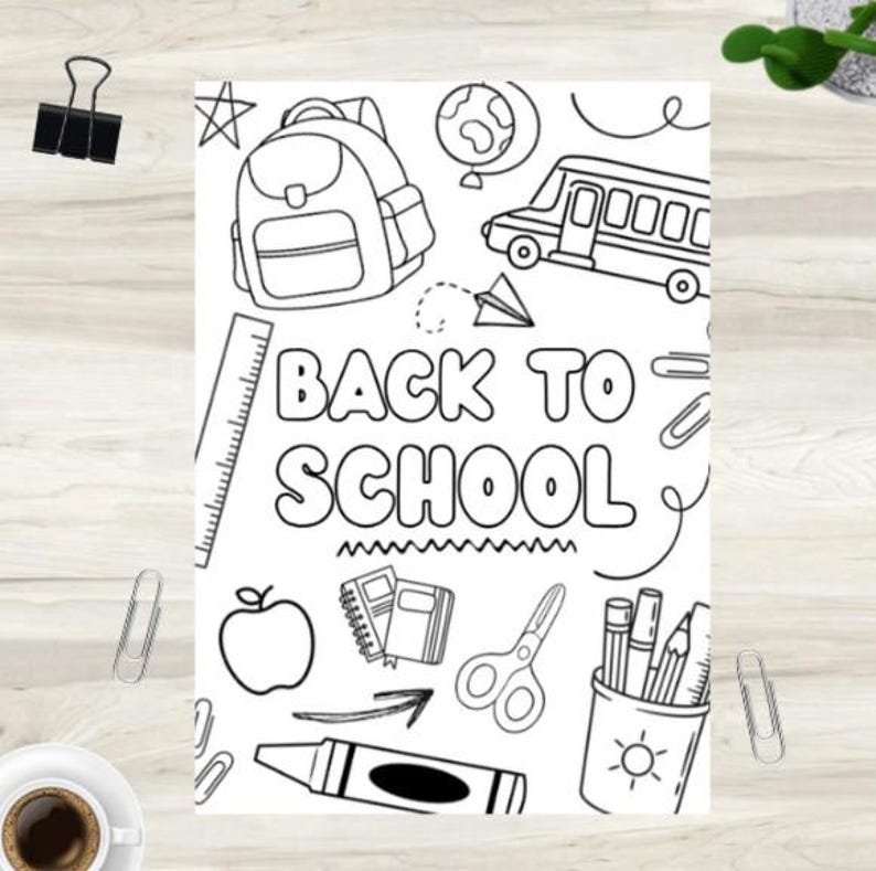 Back to School Coloring Page Printable, First Day of School Activity ...
