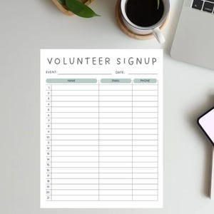 Volunteer Sign-Up Form | Printable Sign-Up Sheet (PDF Template)
