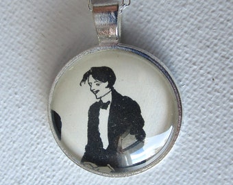 Bow Ties are Cool Pendant - One of a Kind Illustration Pendant, Cool Dr Who Reference, Vintage Ephemera Jewelry, Hand Made, One of a Kind