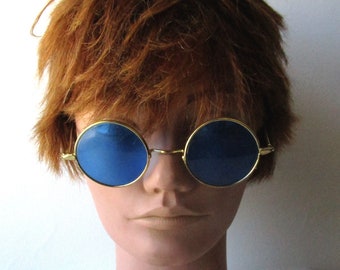 Vintage Gold Blue Round BoHo Sunglasses