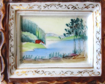 Miniature Porcelain Painting  #2 - Hand Painted glazed Ceramic from Japan