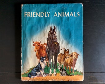 Friendly Animals by Karl Patterson Schmidt - Vintage Illustrated Hardcover Book 1947, Wonderful Period Illustrations of Dogs, Horses, Cats