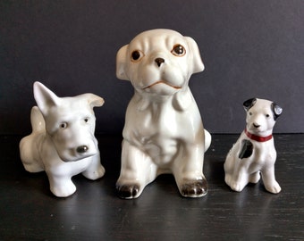 Vintage Ceramic Dogs, West Highland Terrier, Bulldog Puppy, RCA Dog, Fox Terrier, Jack Russel, Cute Dog Figurines, Statues, Collectibles