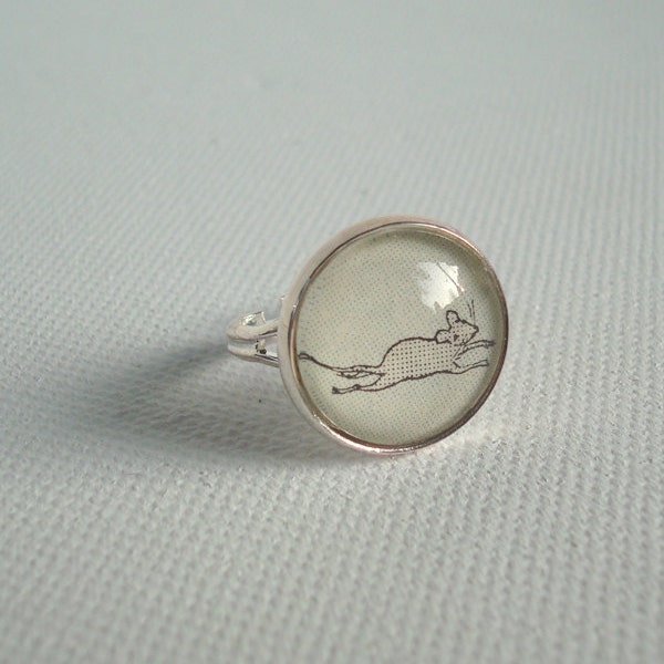 Running Mouse Rodent Ring - One of a Kind Ephemera Ring