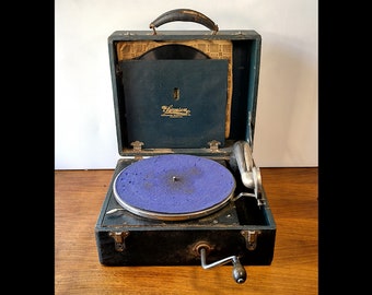 Swanson Consolidated Talking Machine - Antique Portable Phonograph ca. 1920's- Non Working, Vintage Vinyl, Cool Photo Prop, Record Player