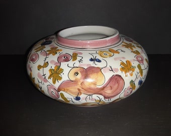 Vintage Low Vase Hand Painted Made in Portugal