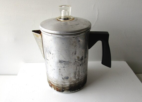 Vintage Aluminum Cowboy Coffee Pot Percolator Camping Camp Stove