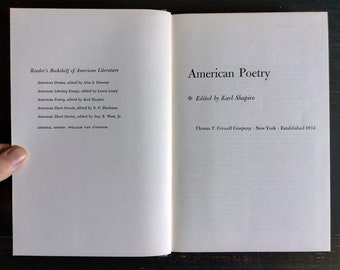 American Poetry - Vintage Hardcover Book 1960, Poetry Anthology, Classic Poets, Poe, Dickenson, Robert Frost, Poem Lovers Gift, American Lit