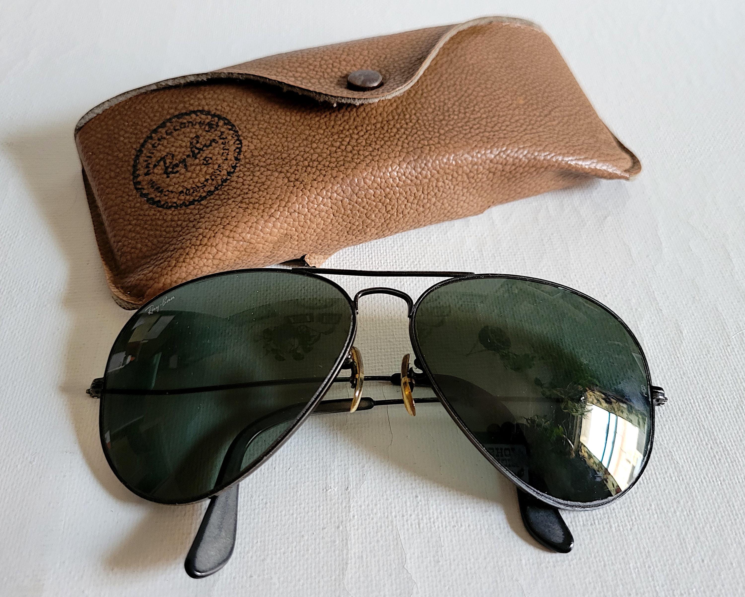 Vintage Ray Ban Aviator Sunglasses With Original Tan Leather Case