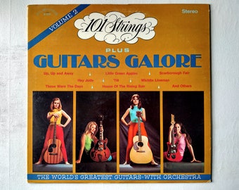 101 Strings Plus Guitars Galore Vol. 2- Vintage LP Record - 1969, Favorite Sixties Guitar Music- Hey Jude, Wichita Lineman, Scarborough Fair