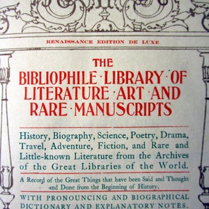 Bibliophile Library of Literature, Art and Rare Manuscripts, Vol. XXIII - Antique Book 1916, Reference Guide, Scholar Gift, College Level