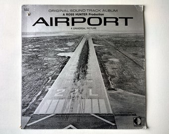 AIRPORT: Original Soundtrack Album - Vintage Vinyl Record - 1970, Cool Seventies Sounds, Classic Movie, Music, 12 inch Record, Ross Hunter