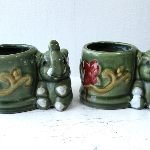 Vintage Elephant Planters - Matching Pair