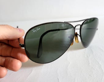 Vintage Ray Bans State Side Aviator Sunglasses Black‎ Classic Summer Vacation 62[]14 VINTAGE B&L RAY-BAN W0503 SHINY BLACK G15 EXPLORER  main image 2