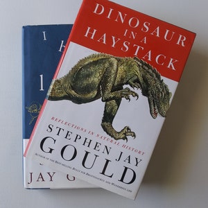 Two Novels By Stephen Jay Gould - Dinosaur in a Haystack and I Have Landed - Vintage Hardcover Books, Natural History, Archeology, Geology