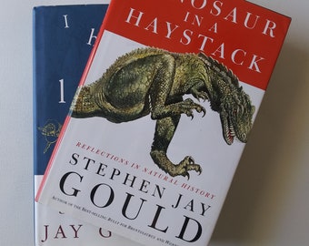 Two Novels By Stephen Jay Gould - Dinosaur in a Haystack and I Have Landed - Vintage Hardcover Books, Natural History, Archeology, Geology