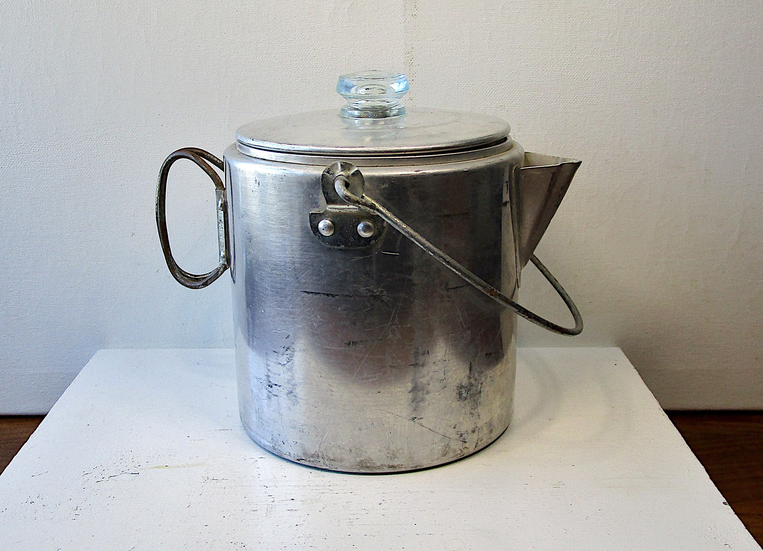 Vintage Aluminum Cowboy Coffee Pot Percolator Camping Camp Stove