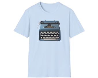 Remington Personal-Riter Manual Typewriter Unisex Softstyle T-Shirt - Cool Retro Type Writer Shirt, Blue Vintage Sixties 1960's Manual