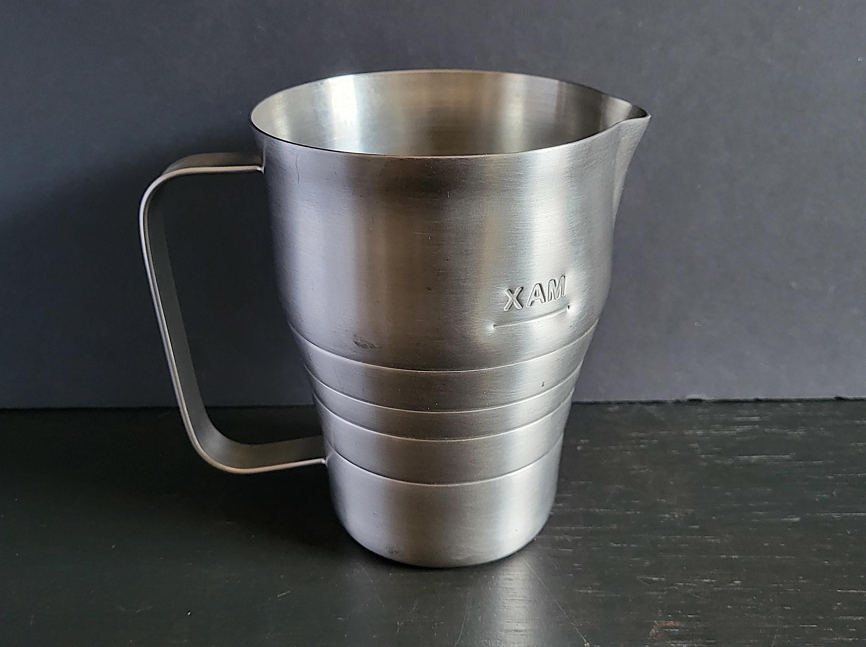 Vintage Stainless Steel Mixing Cup, Milk Frother Pitcher