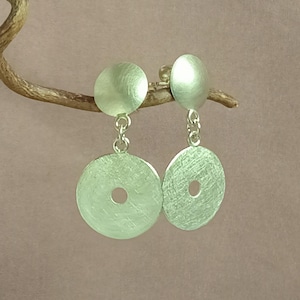 Dangling earrings in silver, stud earrings in silver, playful earrings, gift for her, recycled silver, goldsmithing