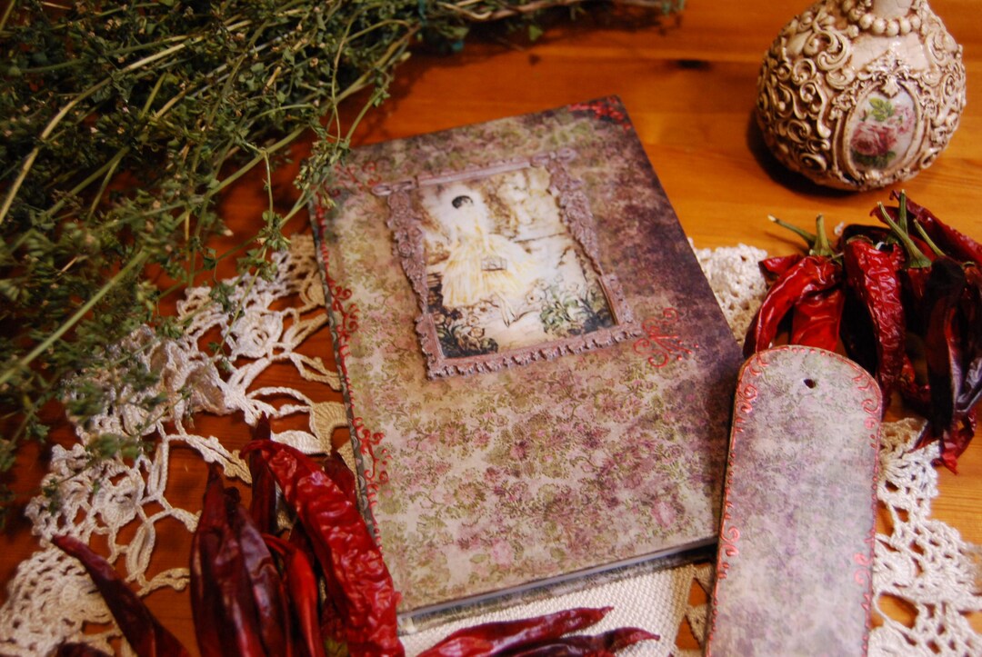 Notebook With Wooden Bookmark Hand Decorated Decoupage Romantic Style ...