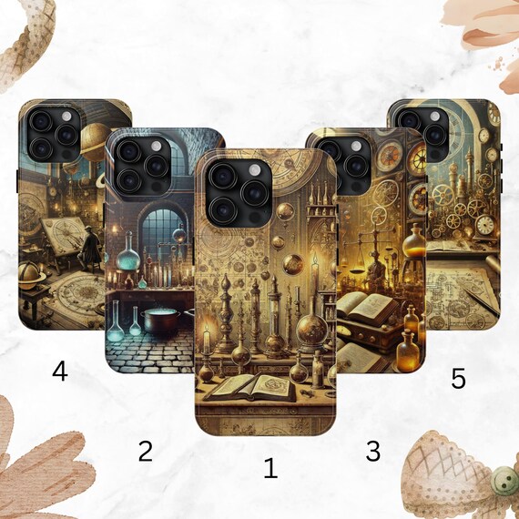 Custodia per telefono Steampunk Alchemy: design da laboratorio