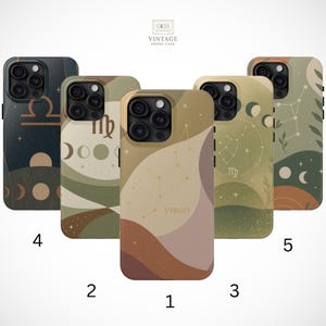 Libra Zodiac Phone Case Minimal Astrology iPhone Samsung Cover Balance Symbol Moon Phases Starry Night Gift for Libra Horoscope Lover