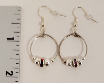 Handcrafted Hoop Earrings – Diamond Cut Glass, Silver Tone Beads