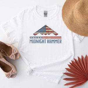 Midnight Hammer B-2 Stealth Jet USA T-Shirt Stealth Bomber Shirt USA Air Force Retro Shirt Patriotic Veteran Gift American Flag Military Tee