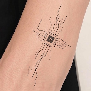 Cyberpunk Circuit Temporary Tattoo – Futuristic Tech-Inspired Design (Set of 2)