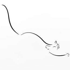 May include: A black and white line drawing of a cat curled up in a playful pose. The image includes the text "#Tattoo Sticker Set of 2" and "#Canvas Size 2x2 in".