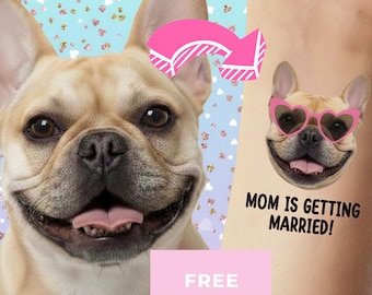 Custom Face Temporary Tattoos, Personalized Party Favors for Bachelorette, Bachelor, Birthday, Graduation, Retirement, Pet Celebration Gifts