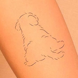 Minimalist Dog Outline Temporary Tattoo (Set of 2)– Pet Memorial, Sitting Puppy Line Art, Simple Animal Tattoo for Dog Lovers