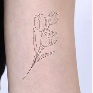 Spring Tulip Flower Temporary Tattoo (Set of 2)