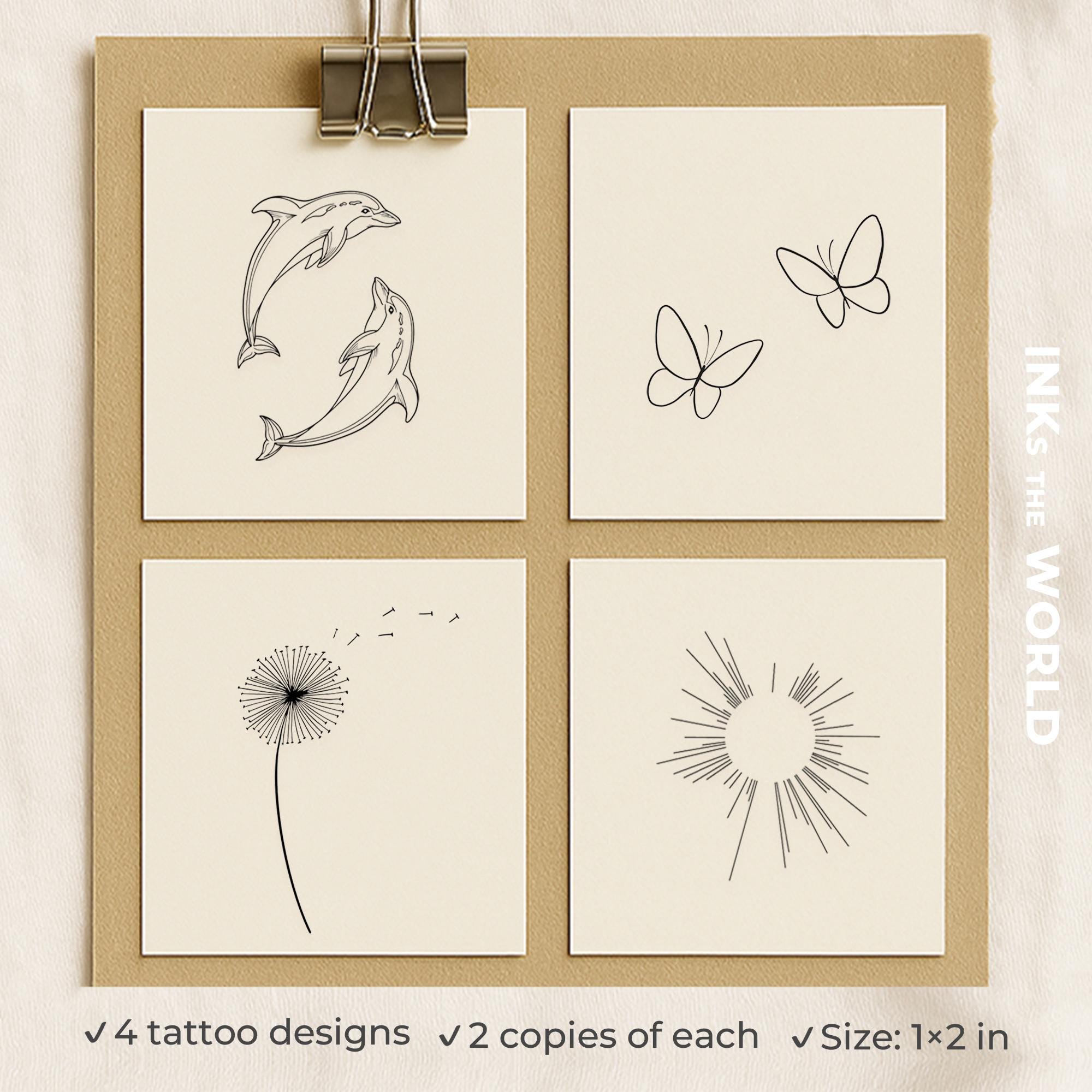 Dolphin Inks Dolphin Temporary Tattoo (set of 2) – Minimalist Twin Dolphins | Joyful ...