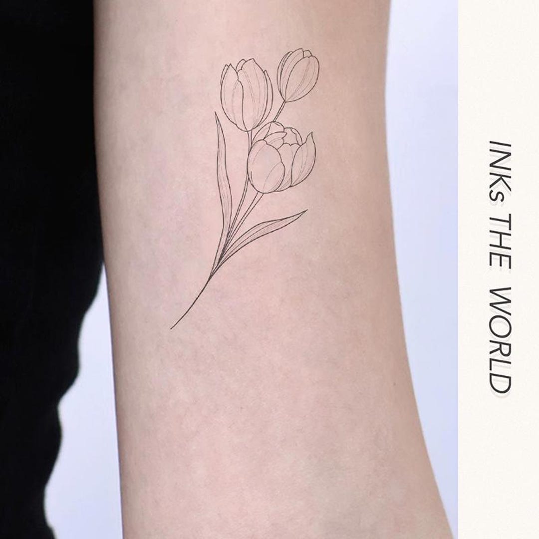 Spring Tulip Flower Temporary Tattoo (set of 2) - Etsy