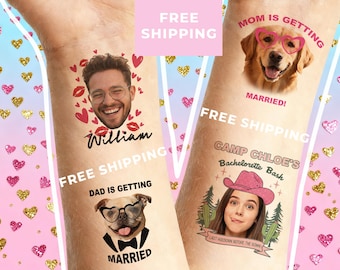 Custom Face Temporary Tattoo Funny Groom Tattoos Bachelorette Party Favor Personalized Bride Wedding Fiesta Cowboy Margs Matrimony Gift