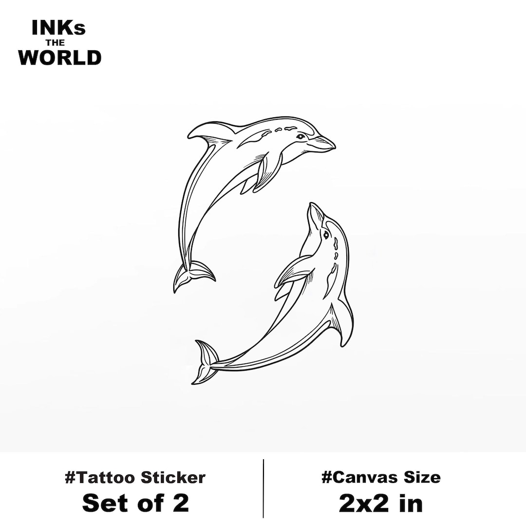 Dolphin Inks Dolphin Temporary Tattoo (set of 2) – Minimalist Twin Dolphins | Joyful ...