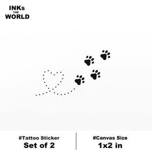 Paw Print Heart Temporary Tattoo (Set of 2)
