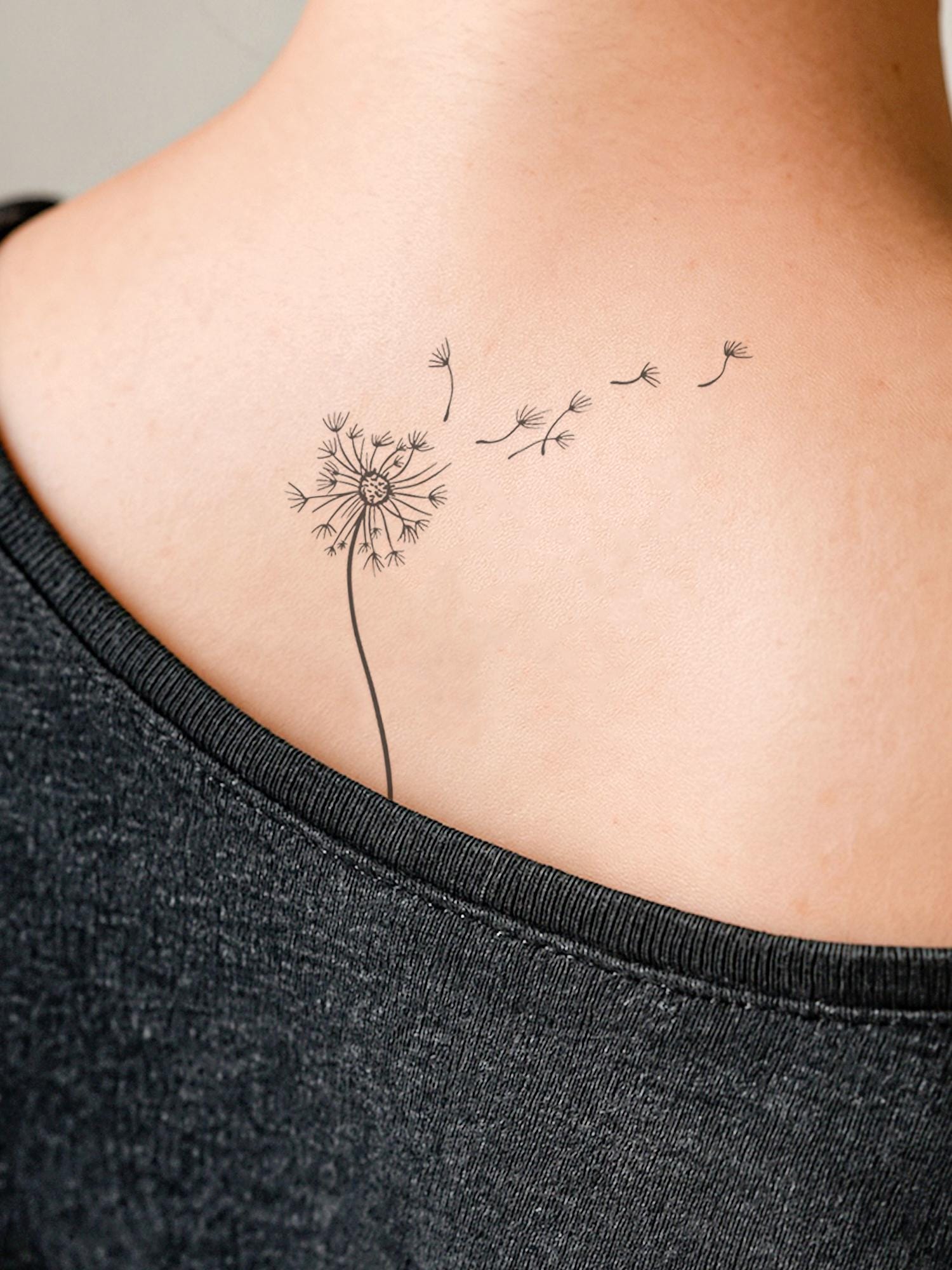 Dandelion Shoulder Tattoo – Wildflower Temporary Tattoo for Nature ...