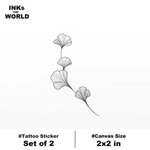 Floral and Leaf Temporary Tattoo – Elegant Ginkgo Design (Set of 2)