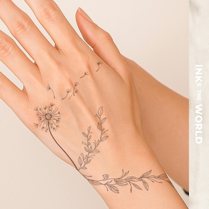 Simple Greenery Temporary Tattoo – Minimalist Leaves & Vine Design (Set of 2)