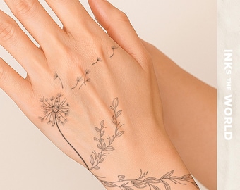 Simple Greenery Temporary Tattoo – Minimalist Leaves & Vine Design (Set of 2)