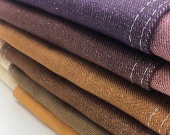 Tela vaquera de algodón de colores, tela vaquera pesada, tela vaquera gruesa, tela vaquera suave, tela de costura, tela vaquera, tela vaquera vintage, por media yarda