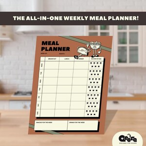 Wekelijkse maaltijdplanner | Digitale download | Maaltijdplanner | Afdrukbare sjabloon | Gezinsmaaltijden plannen | Gezond eten-tracker
