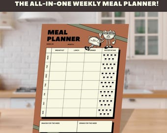 Weekly Meal Planner | Digital Download | Meal Prep Planner | Printable Template | Family Meal Planning | Healthy Eating Tracker