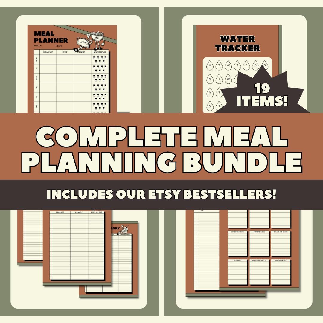 Meal Planning Printable Bundle | Weekly Menu Planner | Family Meal ...