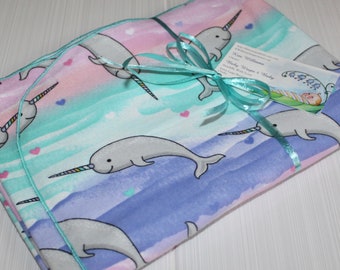 Narwhal Flannel Receiving Blanket - Extra Large, Narwhal Flannel Baby Blanket, Receiving Blankets, Flannel Baby Blanket, Swaddle Blanket